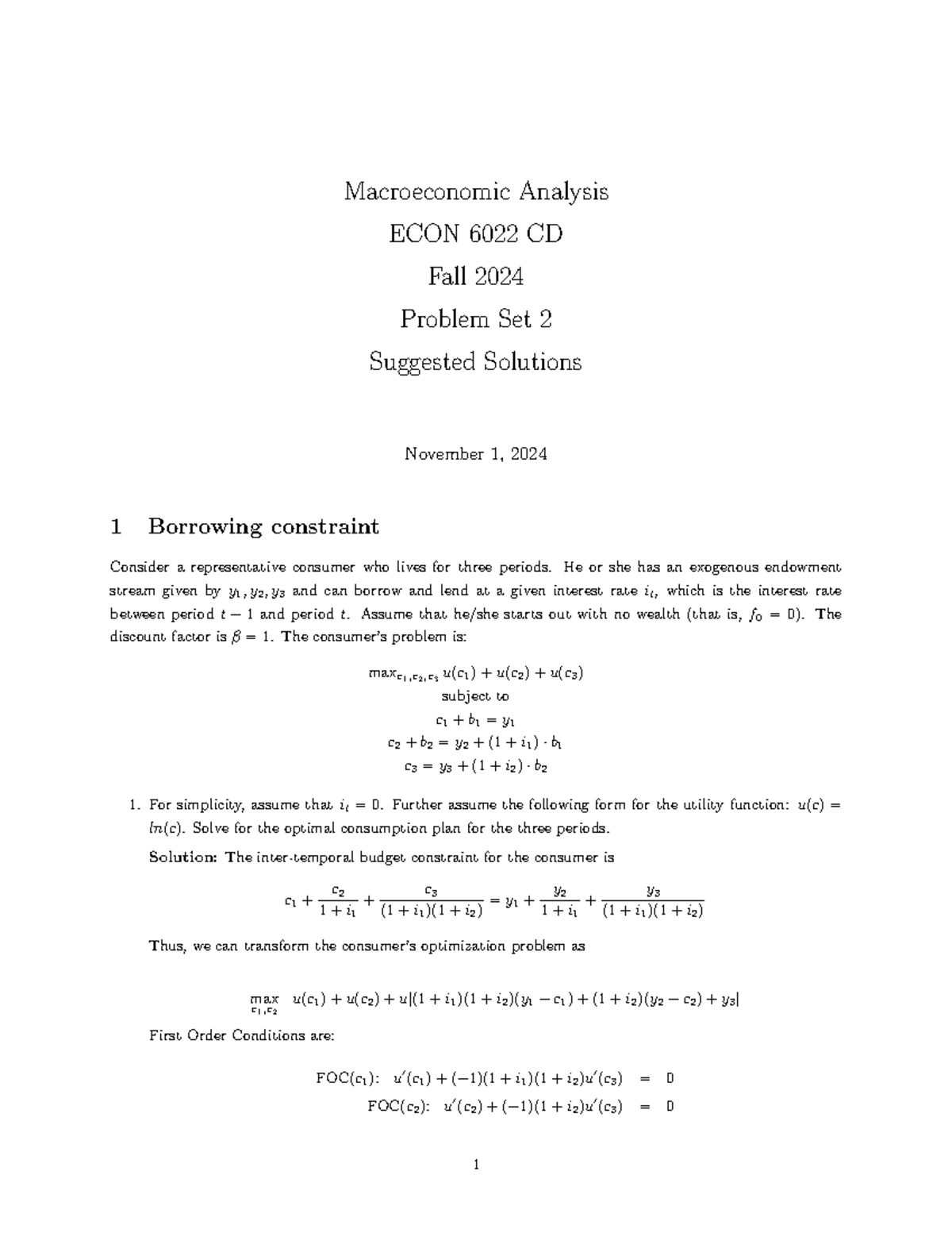 ECON6022 CD Fall 2024 Problem Set 2 Suggested Solutions - Studocu