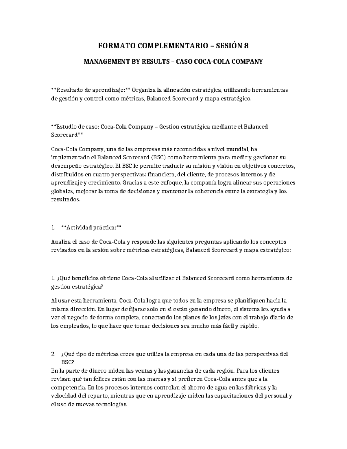 Formato Complementario Sesión 8: Análisis del Balanced Scorecard en MBR ...