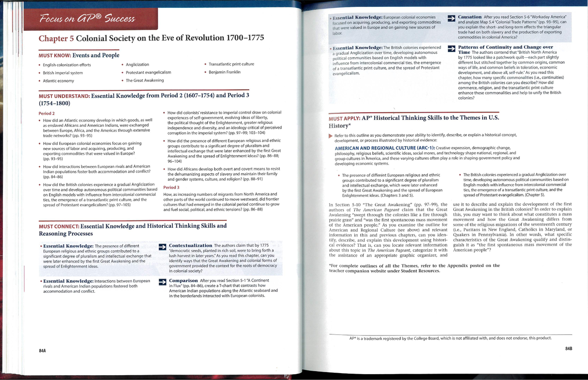 17th Edition American Pageant - Insights from Chapter 5: Colonial ...