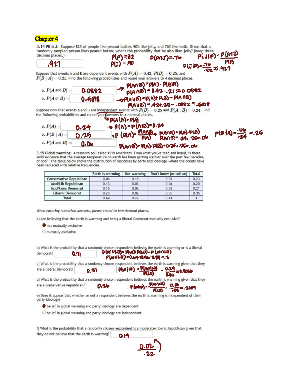 STAT Homework 4 - P(p) = 82 P(p15)= · Te P(((p) = 5) · 927 P(5) = 90 P ...