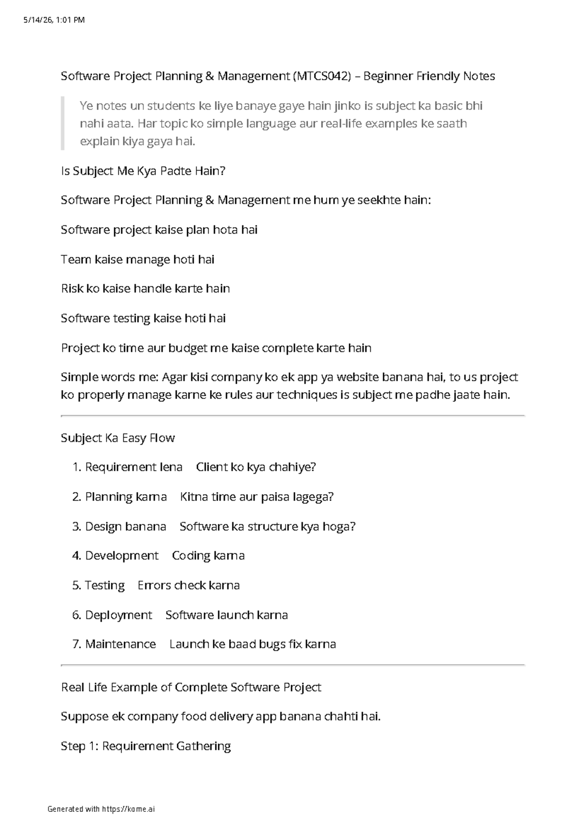 MTCS042 Software Project Planning Management: Beginner-Friendly Notes ...