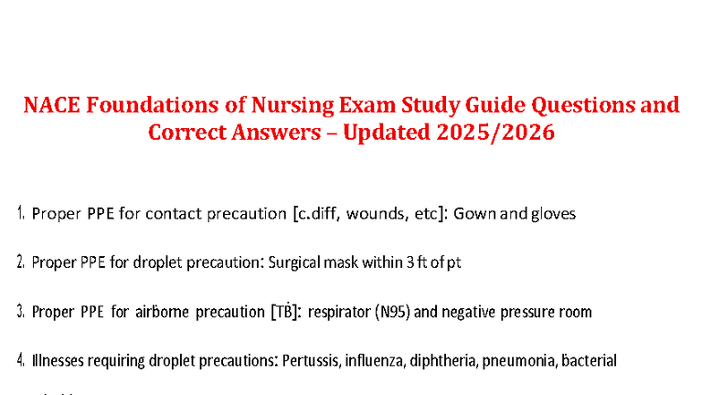 NACE Foundations of Nursing Exam Study Guide: Key Concepts & Answers ...