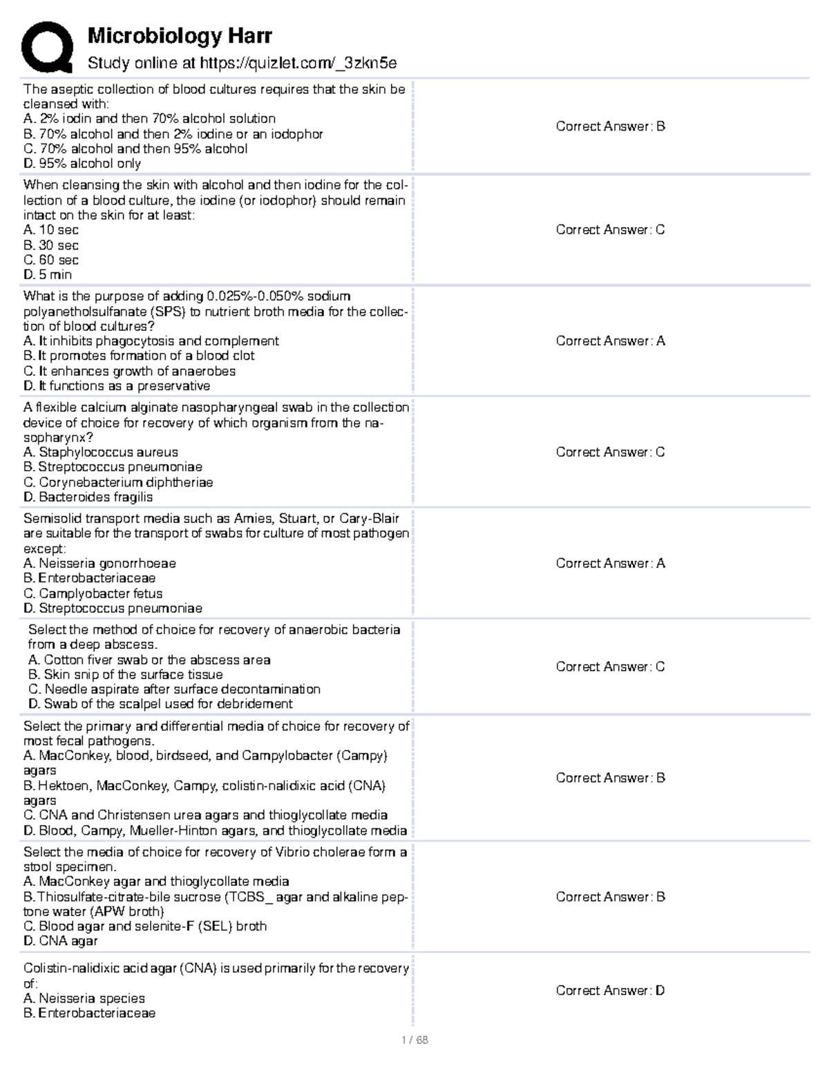 Harr microbio - practice - Study online at quizlet/_3zkn5e The aseptic ...