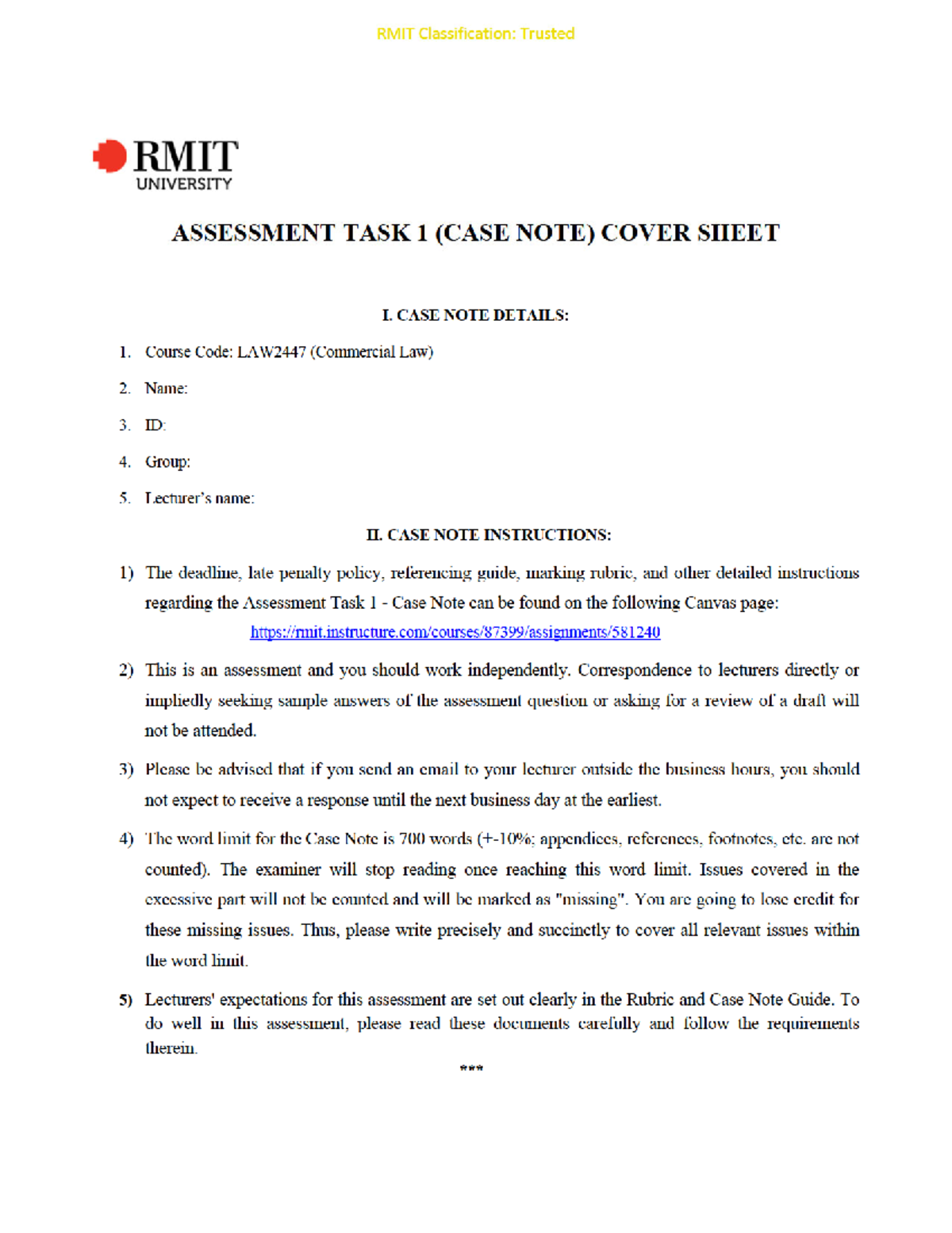 Case Note Question - Sem 2 2021 [Official Version] - Business ...