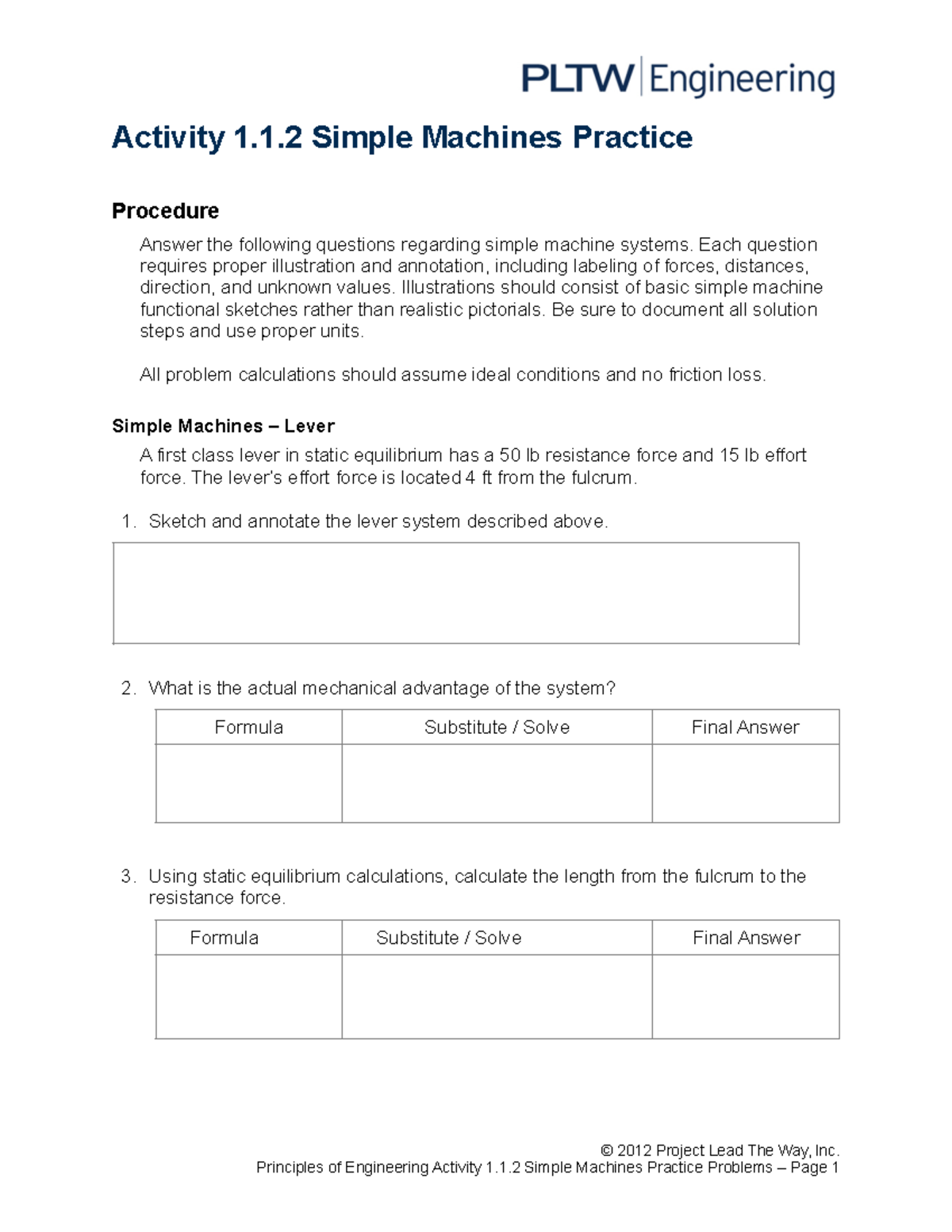 1 1 2 Simple Machines Practice Problems and Solutions - Studocu