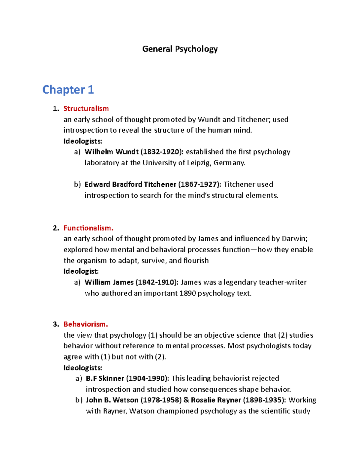 Chapter 1 - General Psychology - General Psychology Chapter 1 ...