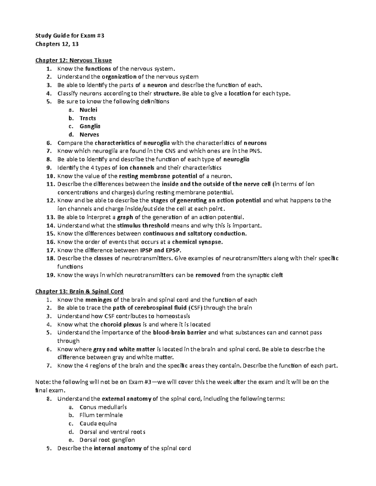 Study Guide-Exam #3 (1) - Study Guide for Exam # Chapters 12, 13 ...