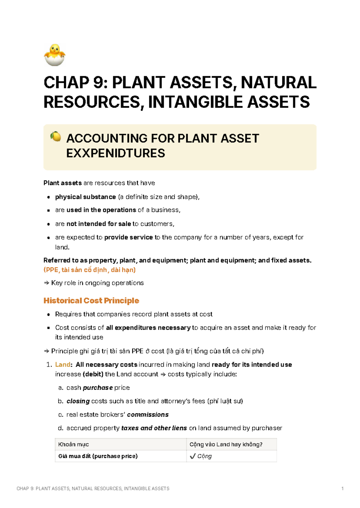 CHAP 9: PLANT ASSETS, NATURAL RESOURCES & INTANGIBLE ASSETS NOTES - Studocu