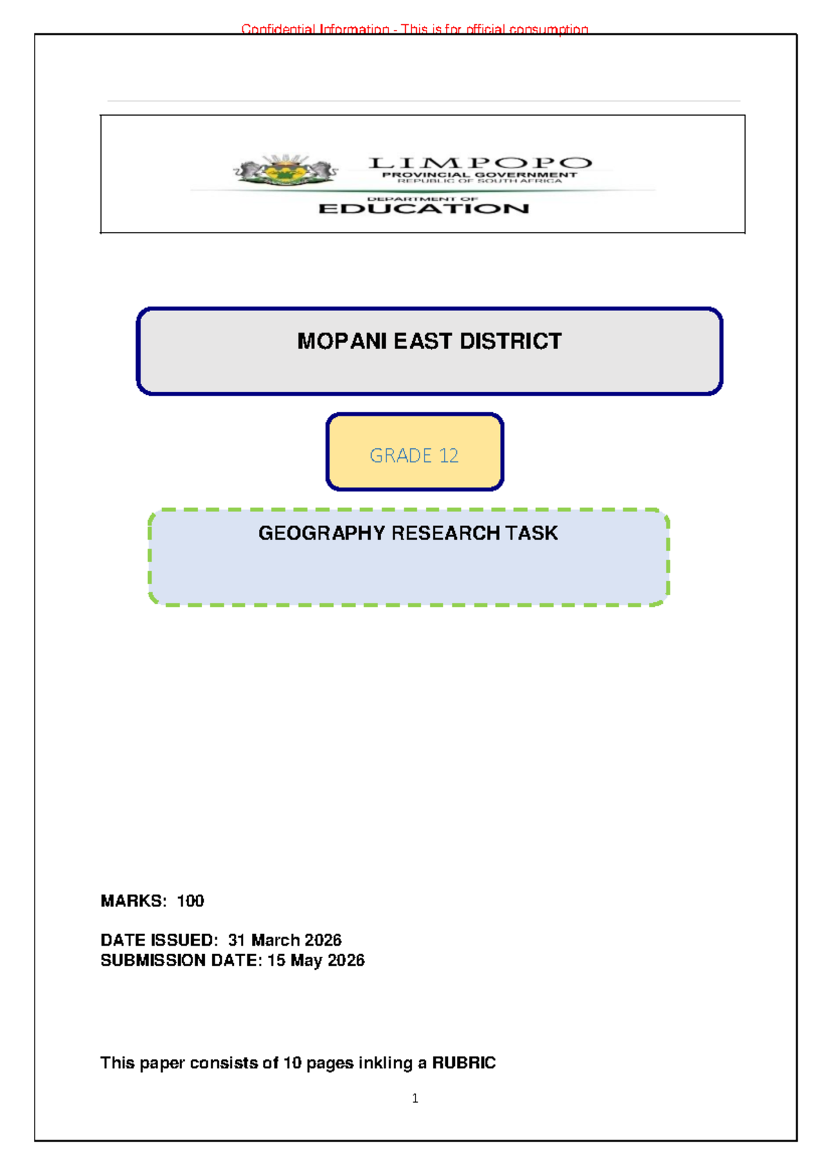 2026 GR12 Geography Research Task: Comprehensive Guide and Rubric - Studocu