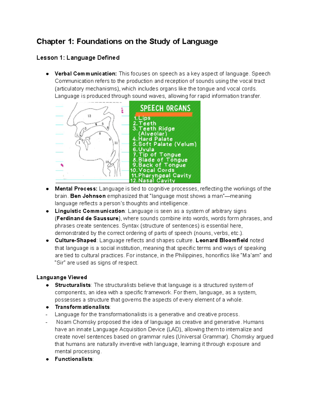 ITL 101 Chapter 1: Foundations of Language and Communication - Studocu