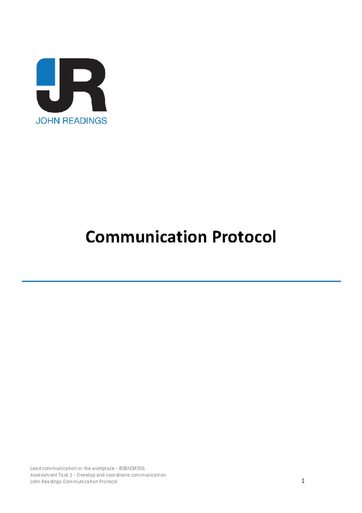Effective Workplace Communication Protocols - BSBXCM501 - Assessment 1 ...
