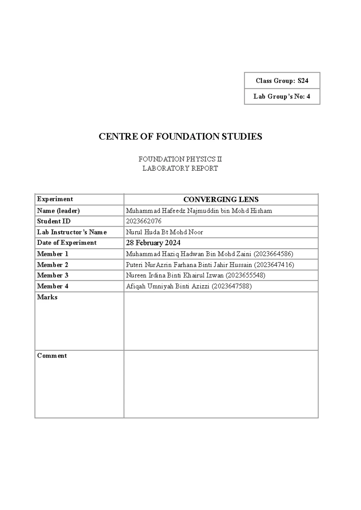 LAB Report S01G4: Reflection & Refraction of Light Experiment - Studocu
