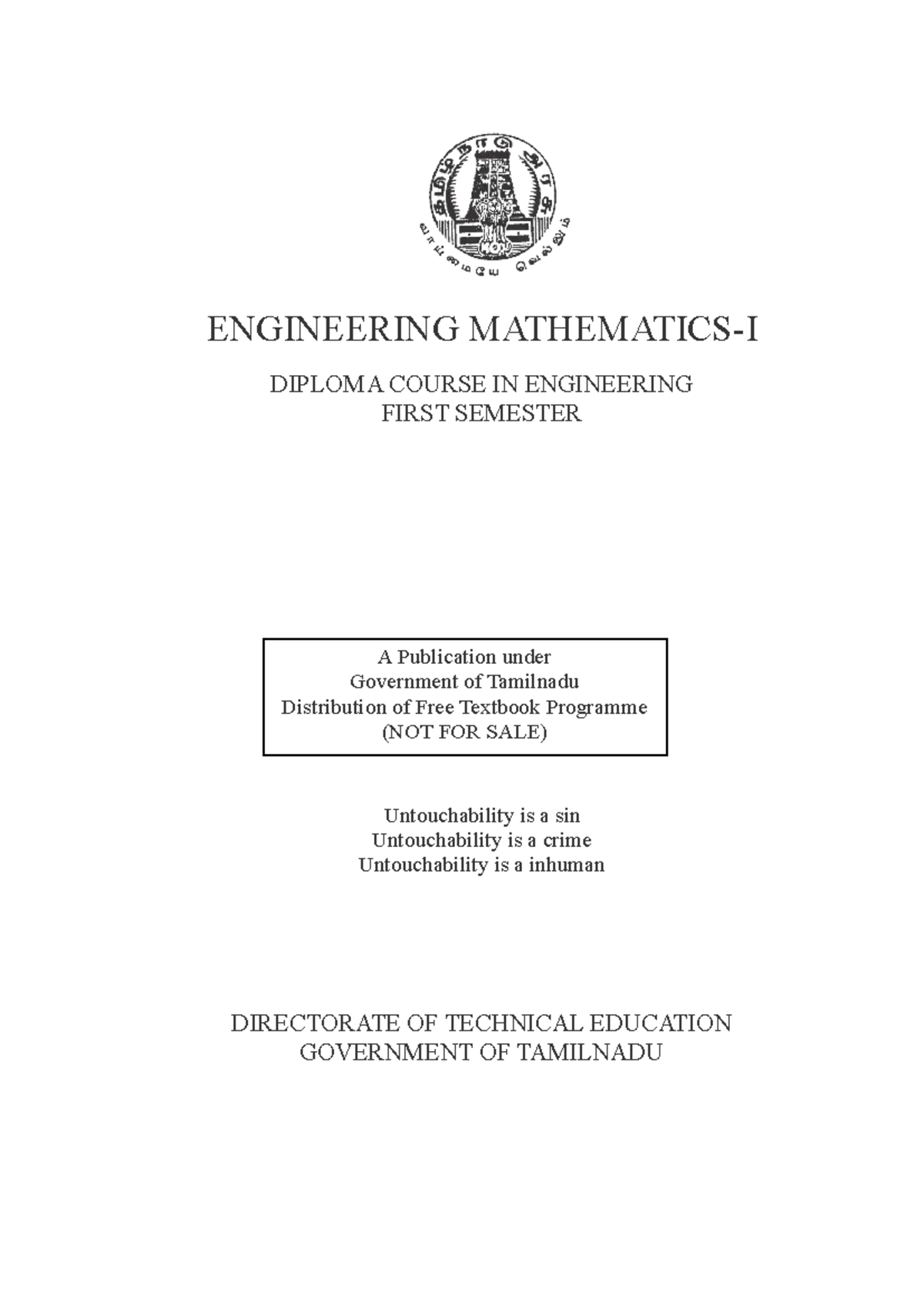 30012 Engineering Mathematics-I - Diploma Course First Semester ...