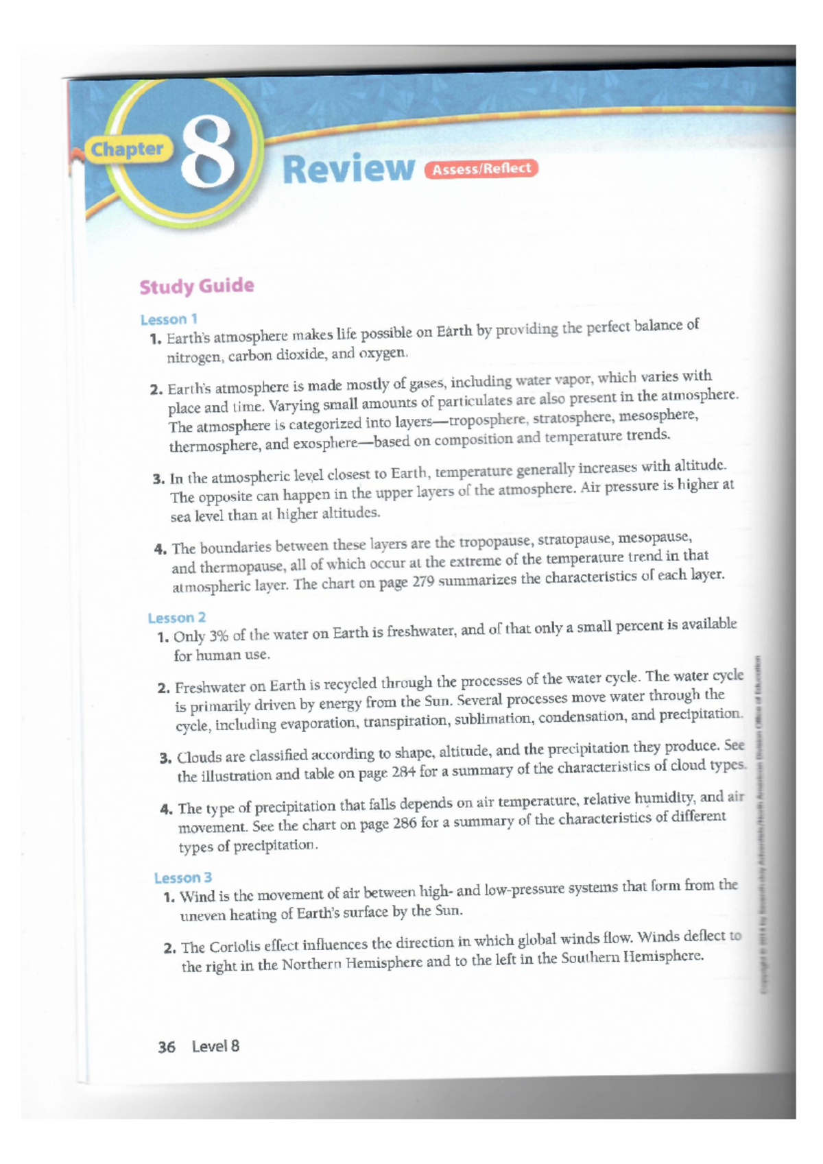 Chapter 8 Review Study Guide: Atmosphere, Weather, and Climate - Studocu