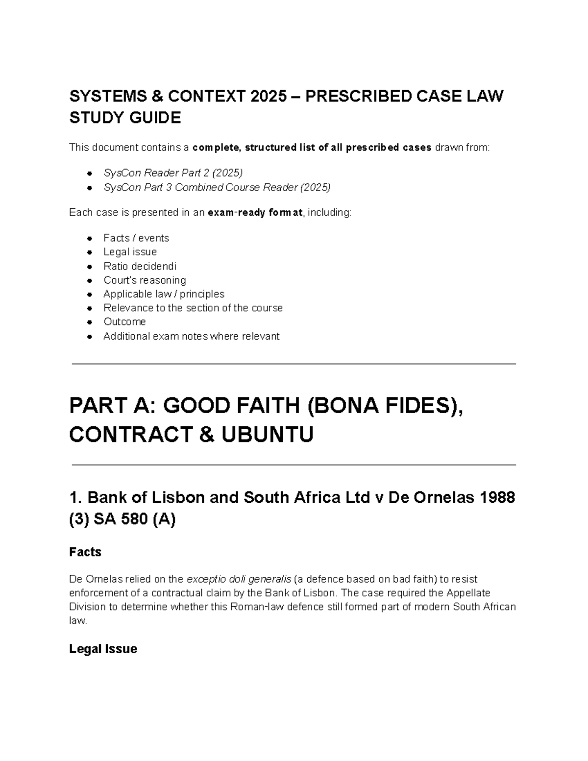 SYS 2025 FINAL EXAM CASE LAW STUDY GUIDE & SUMMARIES - Studocu