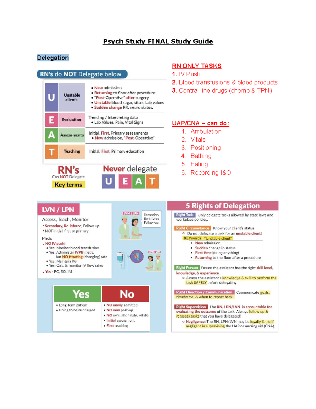 Psych Study FNAL Study Guide: Key Concepts and Interventions - Psych ...