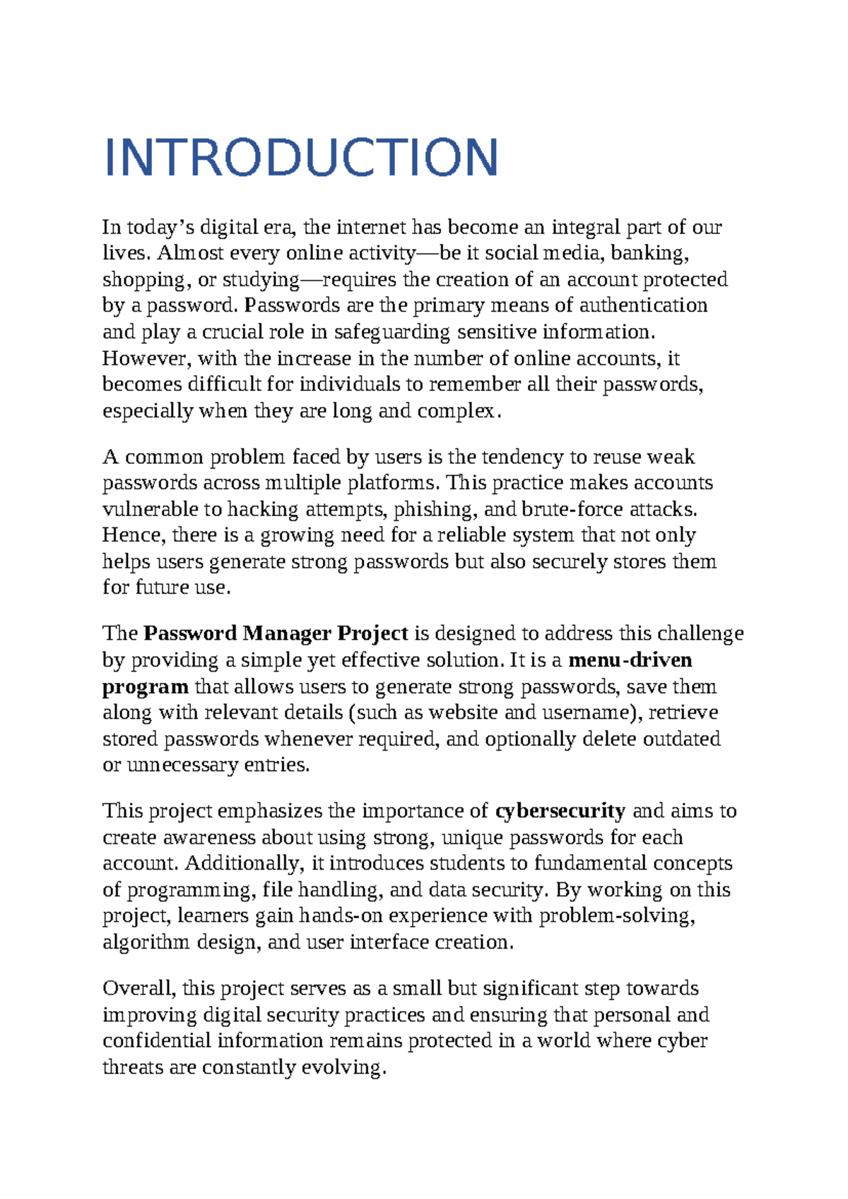 931558902-CS-Project: Password Manager Development Overview - Studocu
