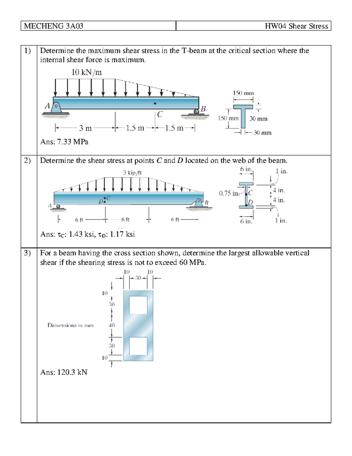 Determine The Maximum Shear Stress In T Beam At Point C - The Best ...