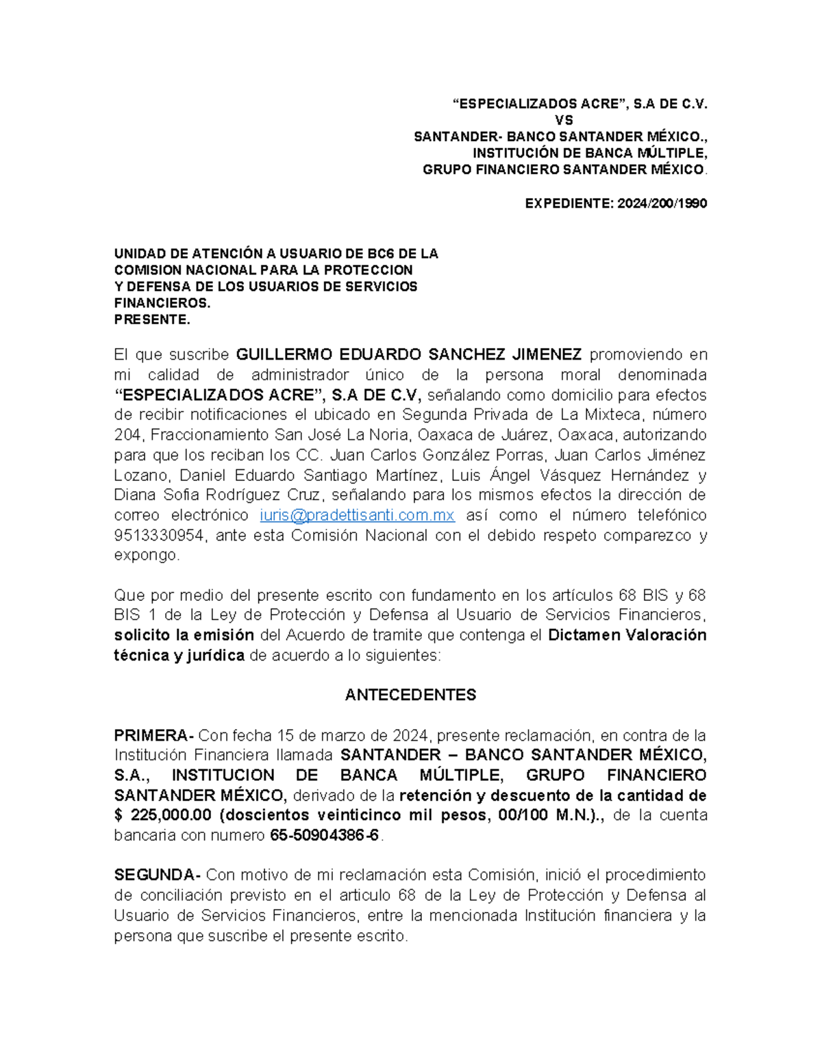 Solicitud de Dictamen Técnico y Jurídico - Condusef 2024/200 - Document Preview