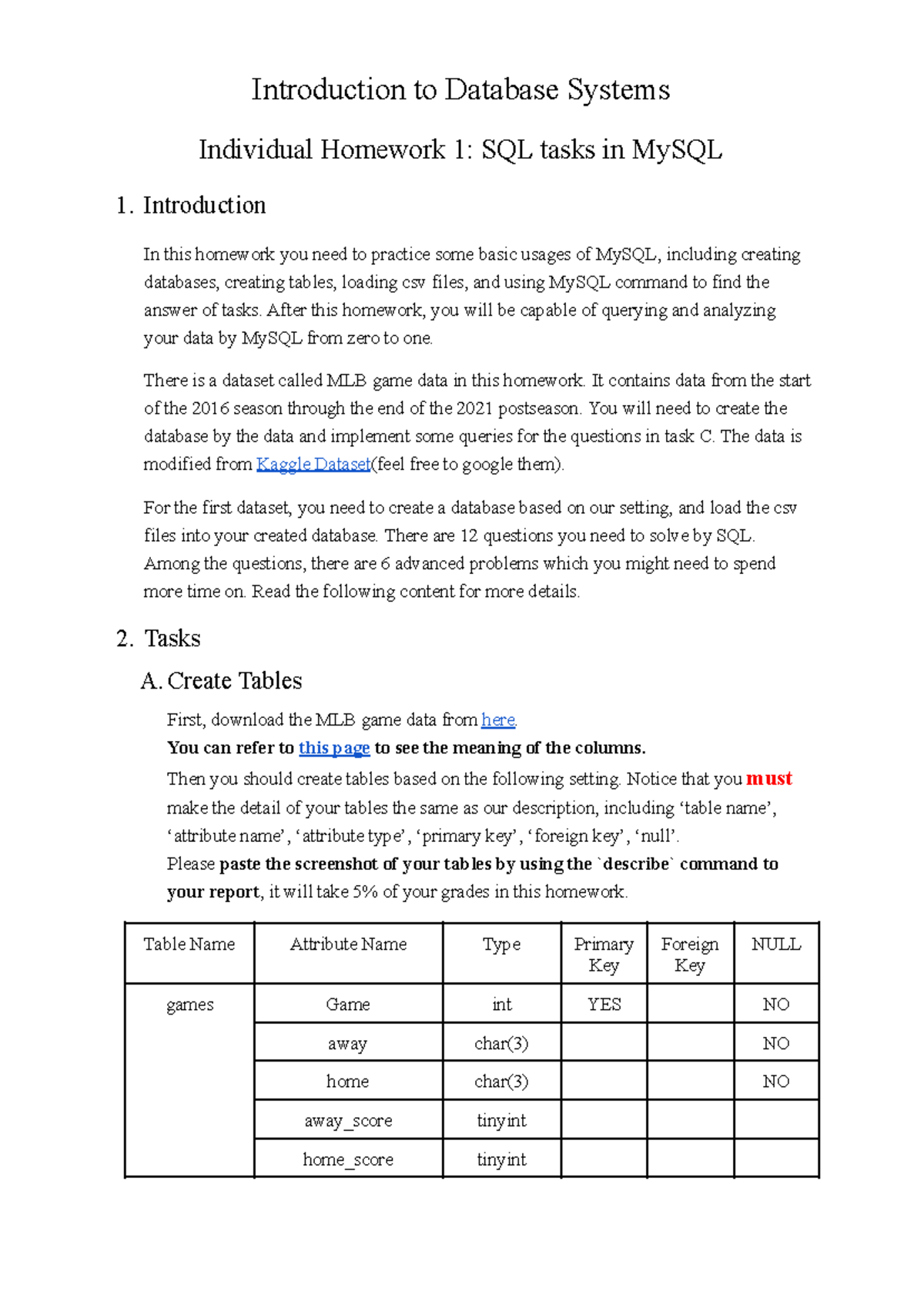 Database Systems - Individual Homework 1: MySQL SQL Tasks - Studocu