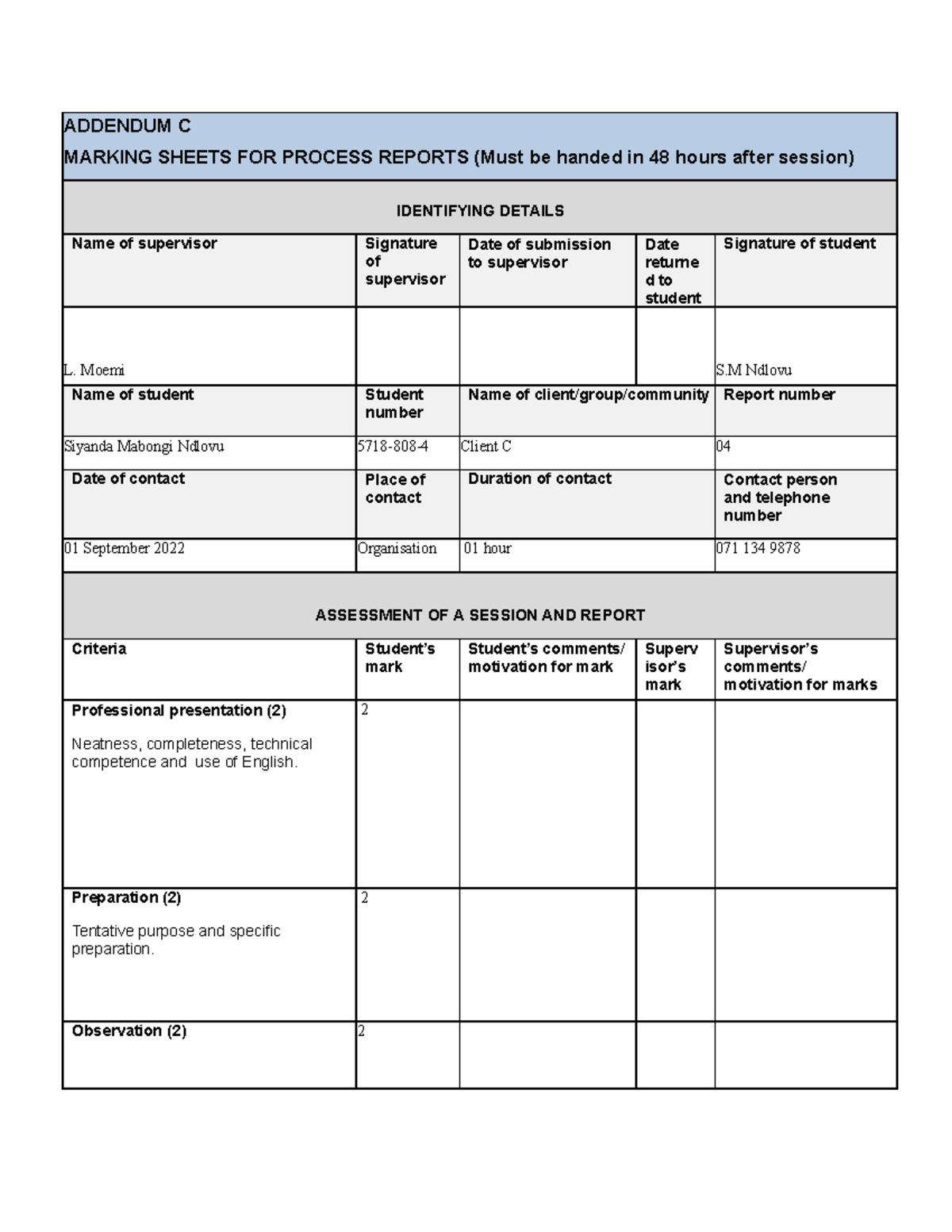 Client C Case Work Report 04 - Submission and Assessment Notes - Studocu