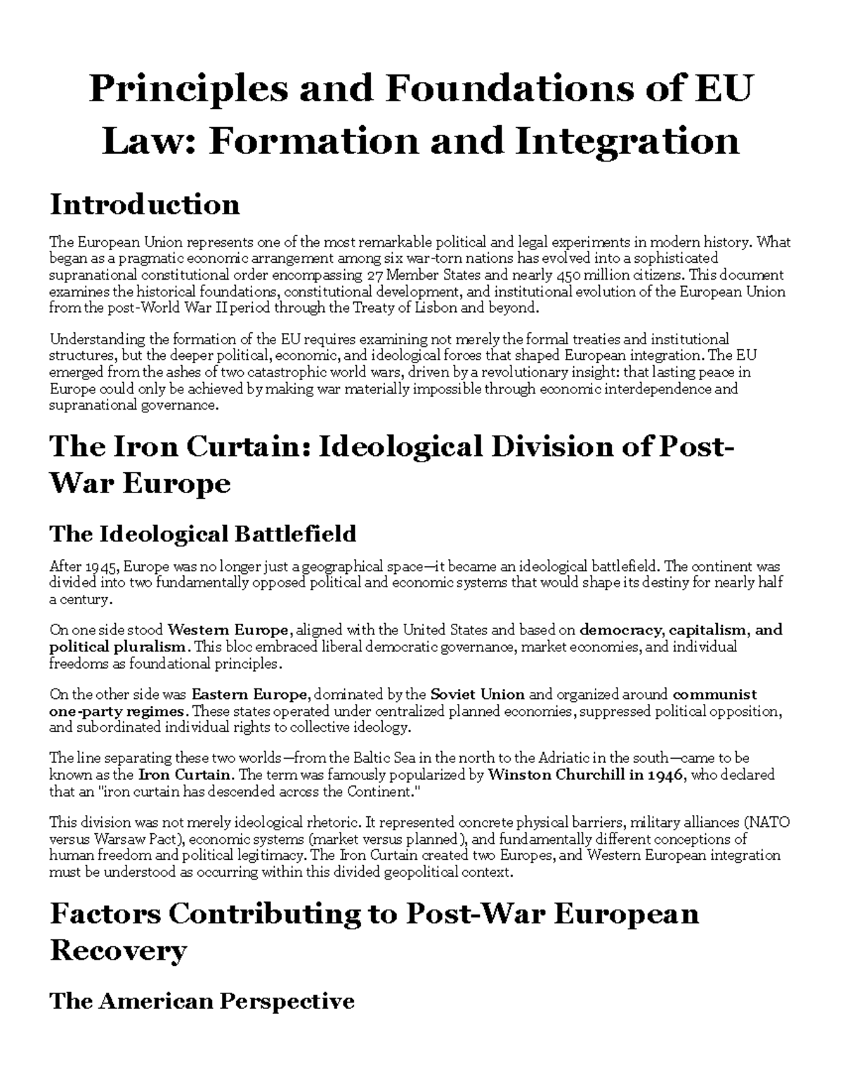 EU Integration History: Principles and Foundations of EU Law - Studocu