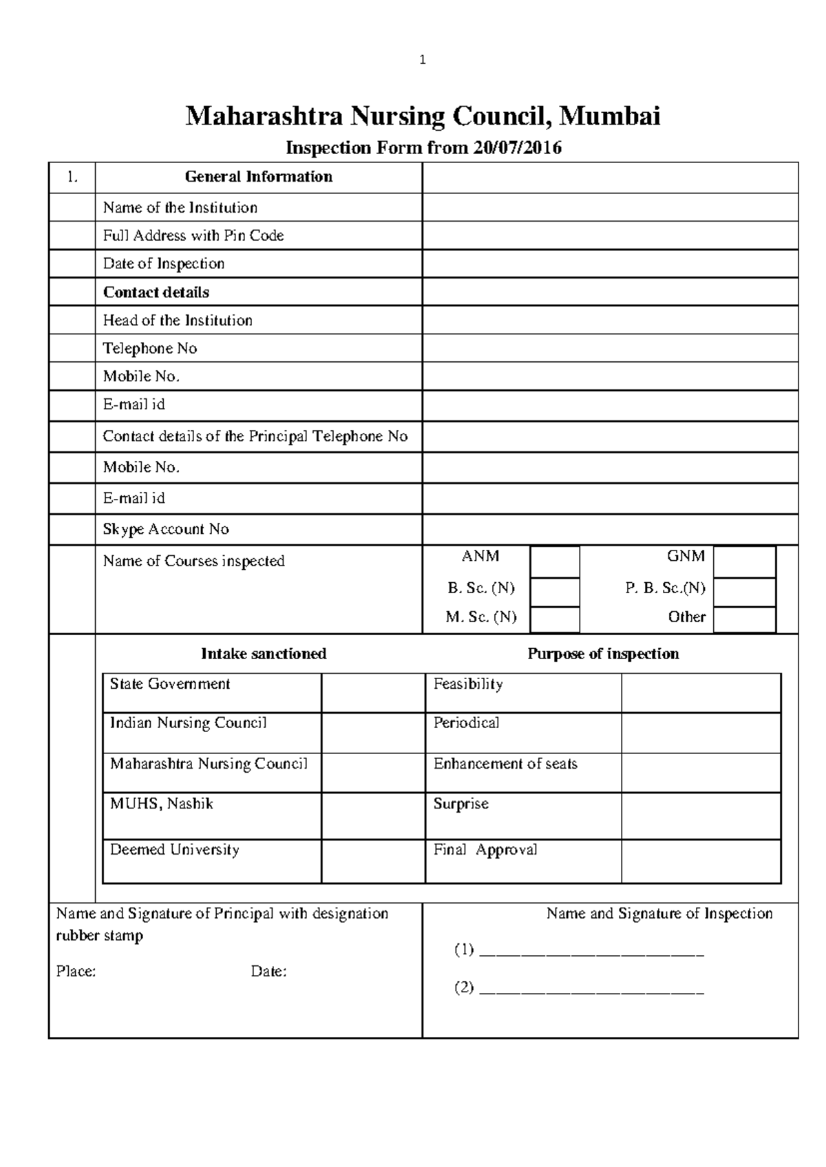 MNC Inspection Form for Nursing Programs - 116 1 - Studocu