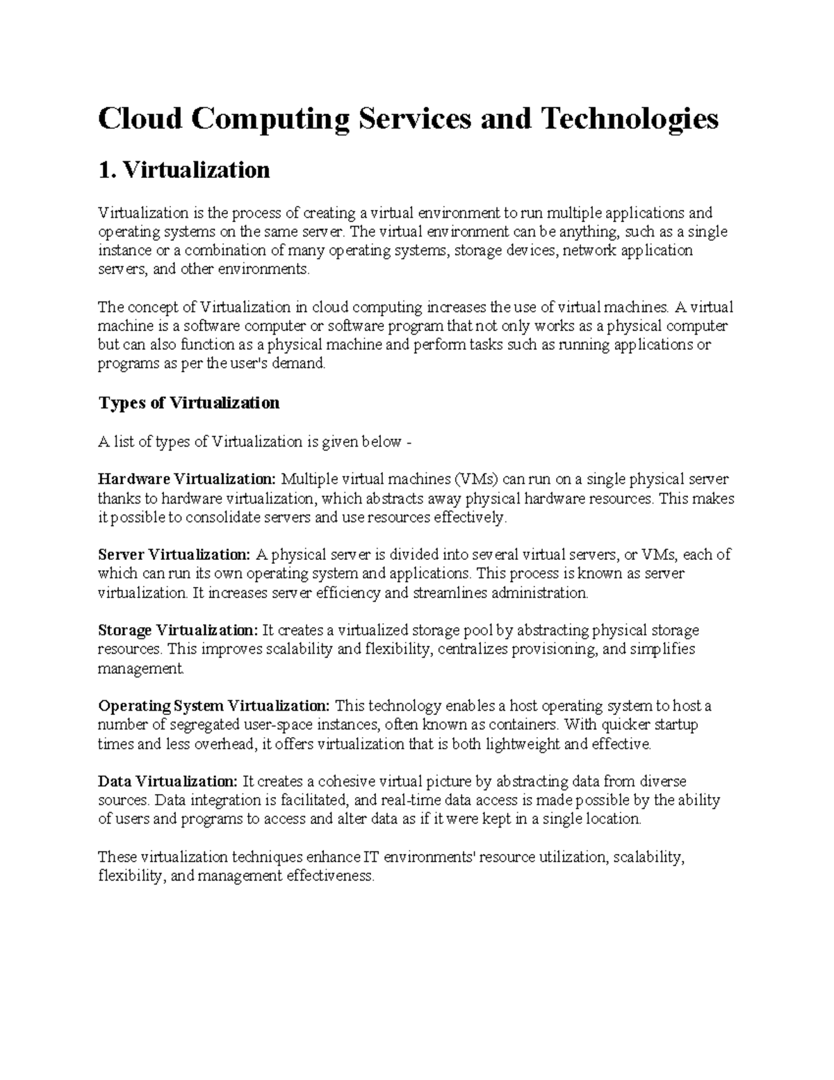 Cloud Computing Services & Technologies: Virtualization, SOA, & More ...