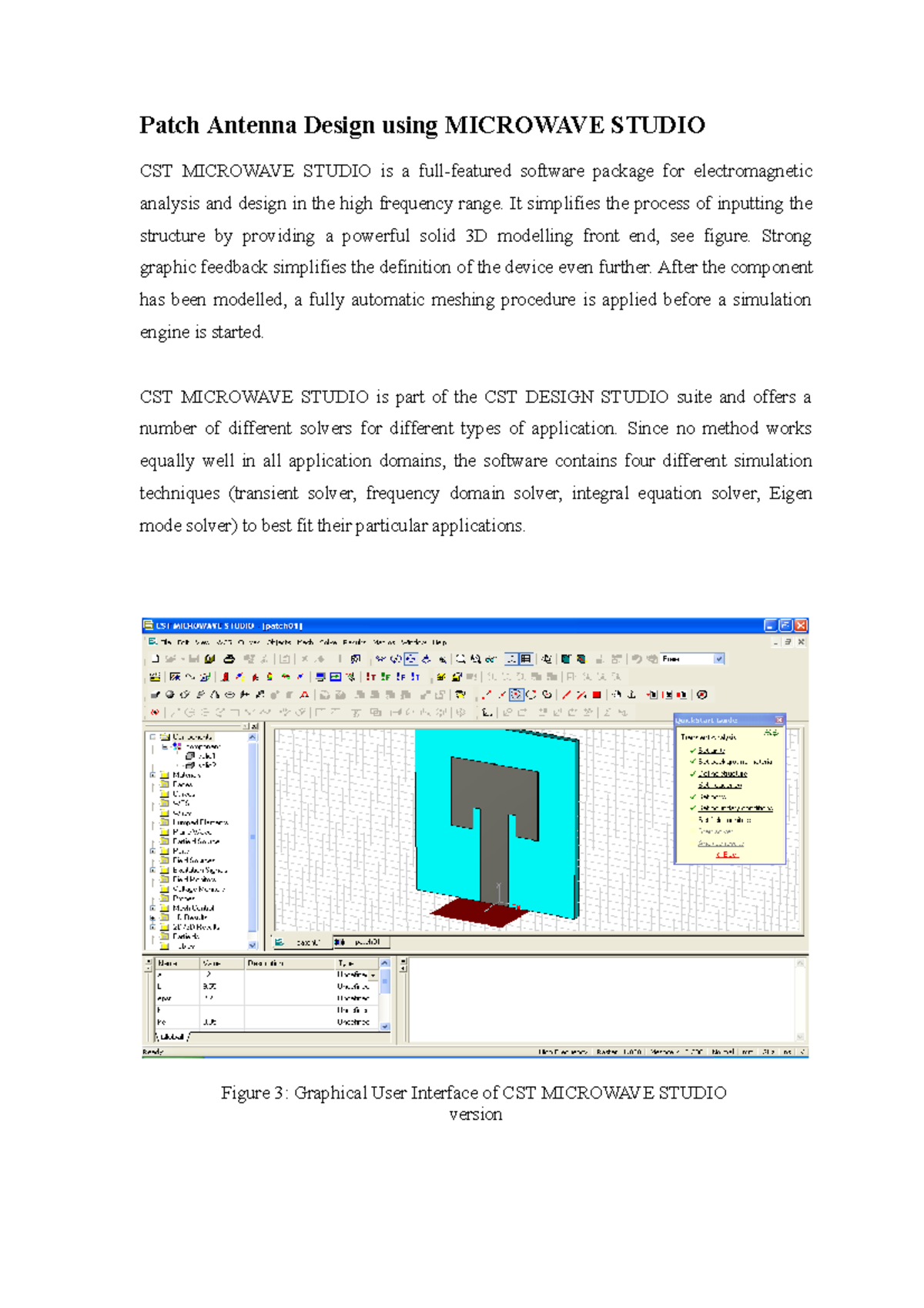 CST-MW Studio Tutorial: Designing Microstrip Patch Antennas - Studocu