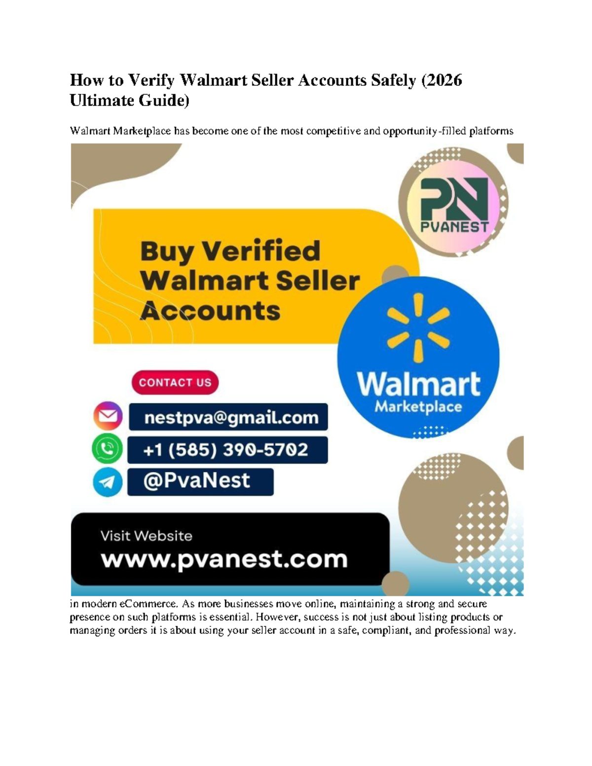 Walmart Seller Account Verification Guide (2026) - PvaNest Insights ...