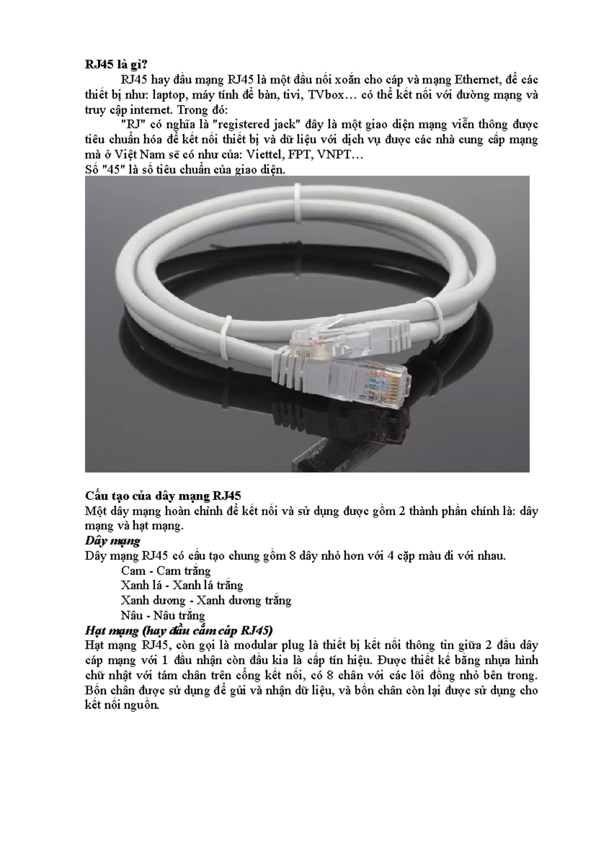 Hướng Dẫn Bấm Dây Mạng RJ45 theo Chuẩn A và B - VIP - Studocu