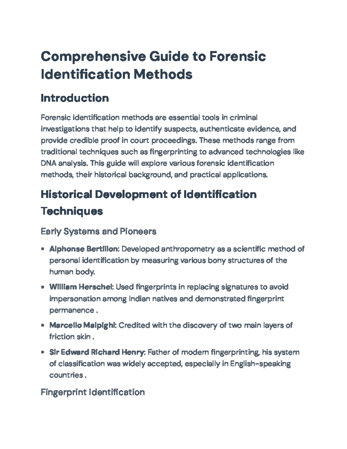 Comprehensive Guide to Forensic Identification Methods in Criminal ...
