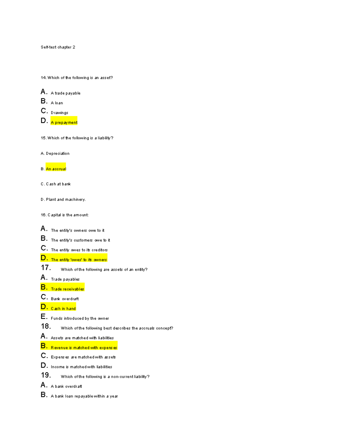 Self test chapter 2 - For practising accounting cfab - Self-test ...