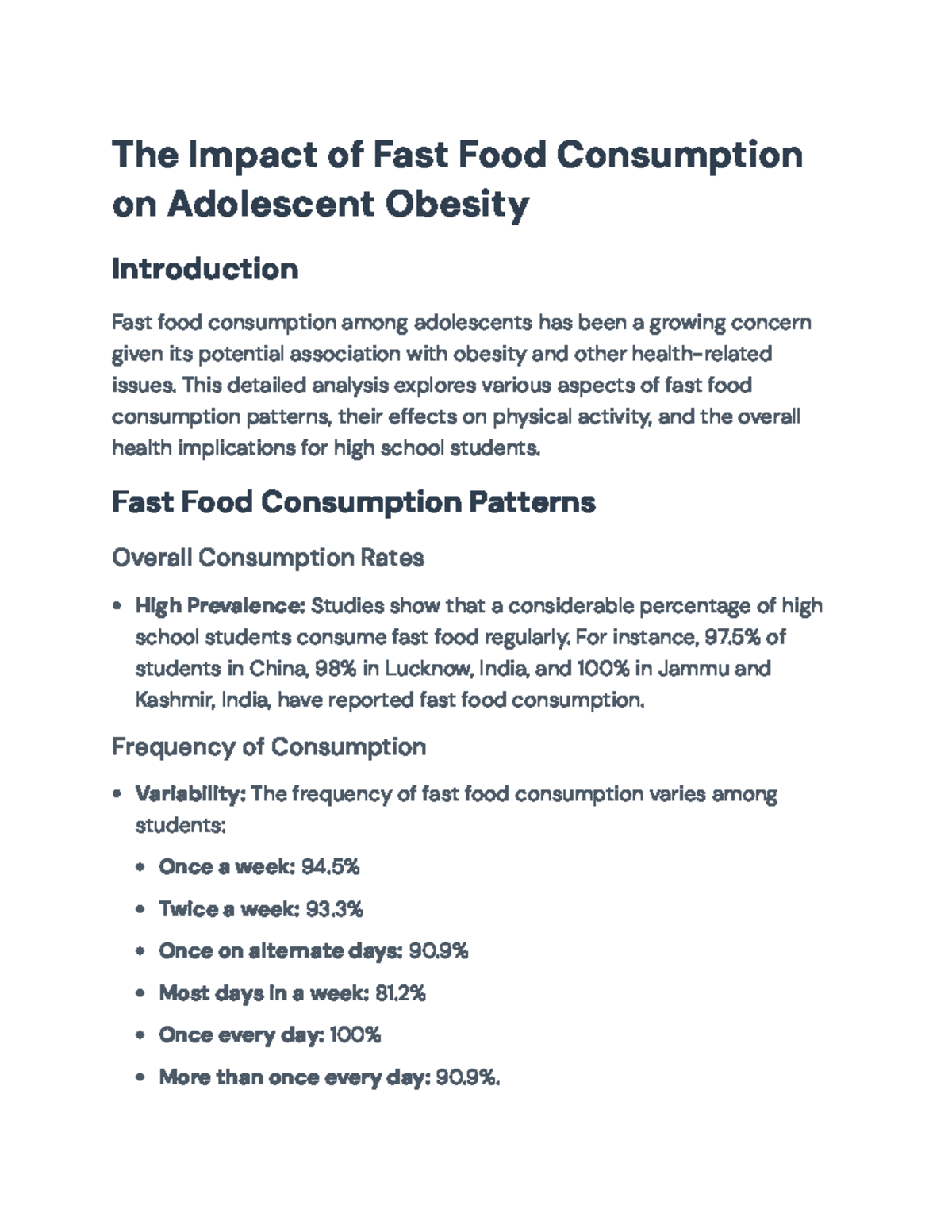 The Impact of Fast Food Consumption on Adolescent Obesity: A Study ...