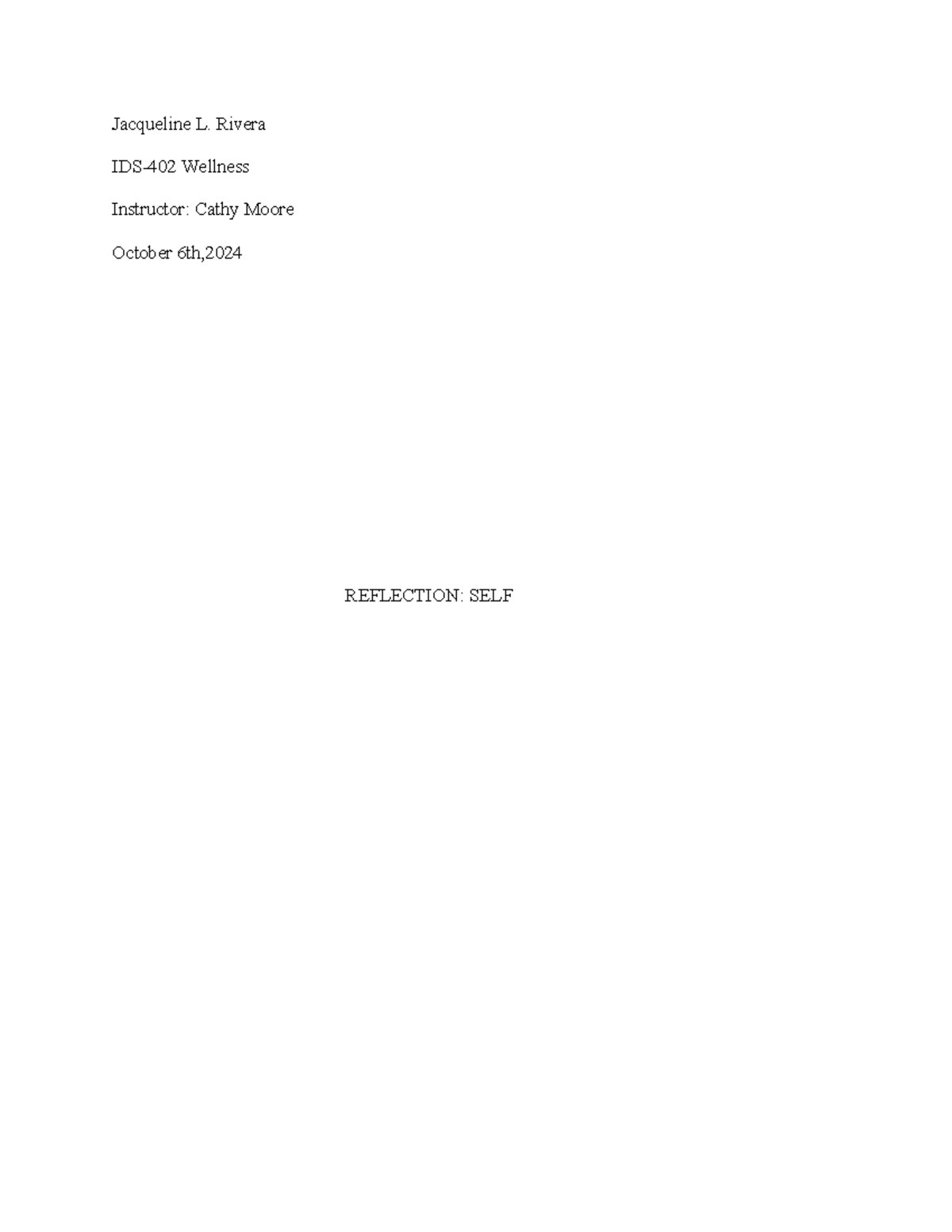 IDS-402 Reflection on Critical Analysis and Wellness Perspectives - Studocu