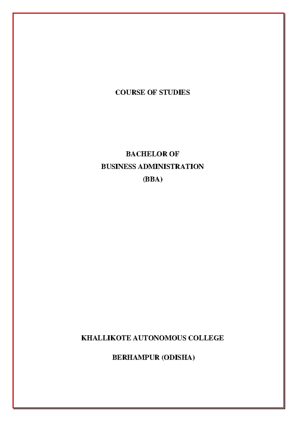 BBA - Course Structure and Overview for Business Administration - Studocu