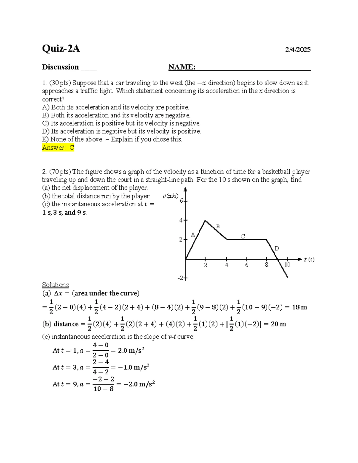 Lab Quiz 7 - Complete Answers for All Questions in Physics Concepts ...