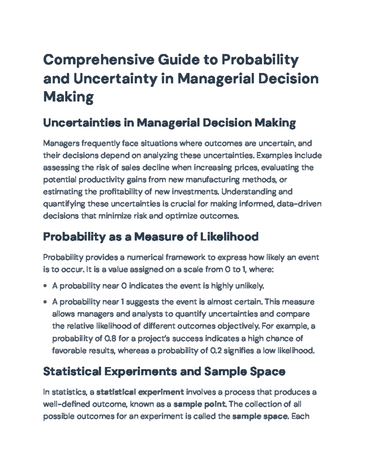 Comprehensive Guide to Probability & Uncertainty in Managerial ...