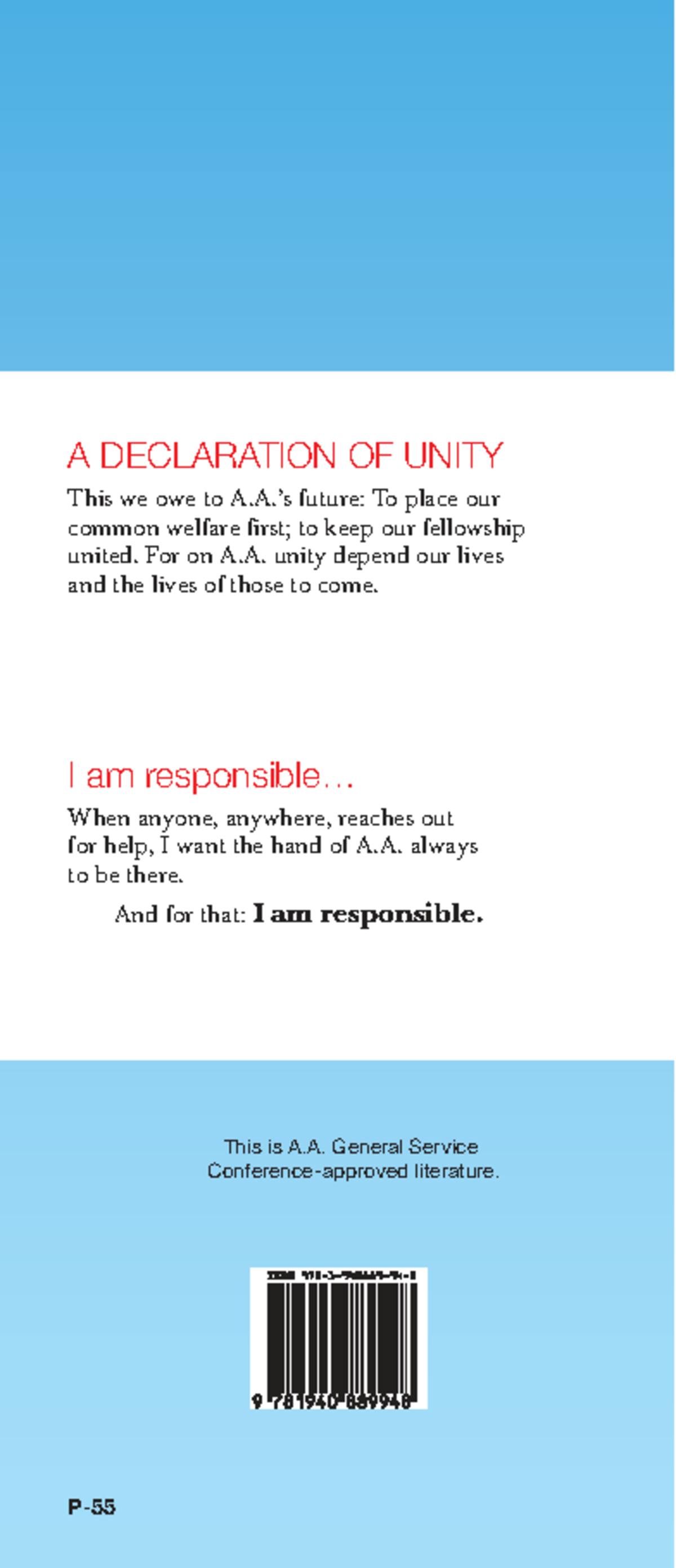 A.A. Unity Declaration and Twelve Steps Overview - Studocu