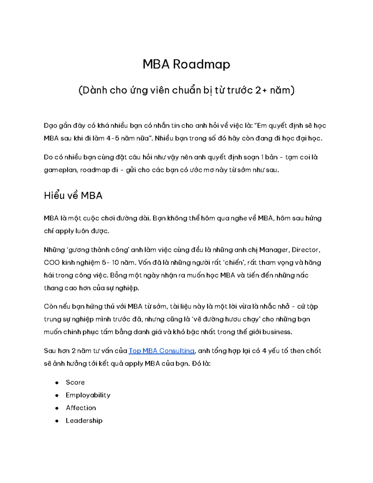 MBA Roadmap: Key Insights for MBA Aspirants from Top MBA Consulting ...