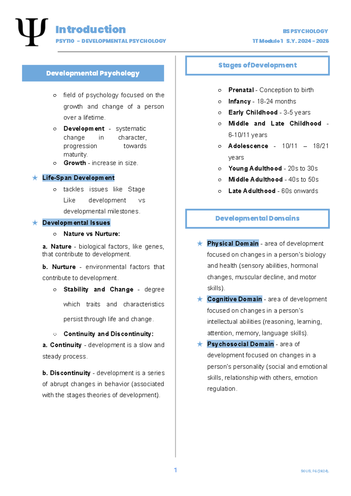 PSY110 Developmental Psychology: Key Concepts & Life Stages Overview ...
