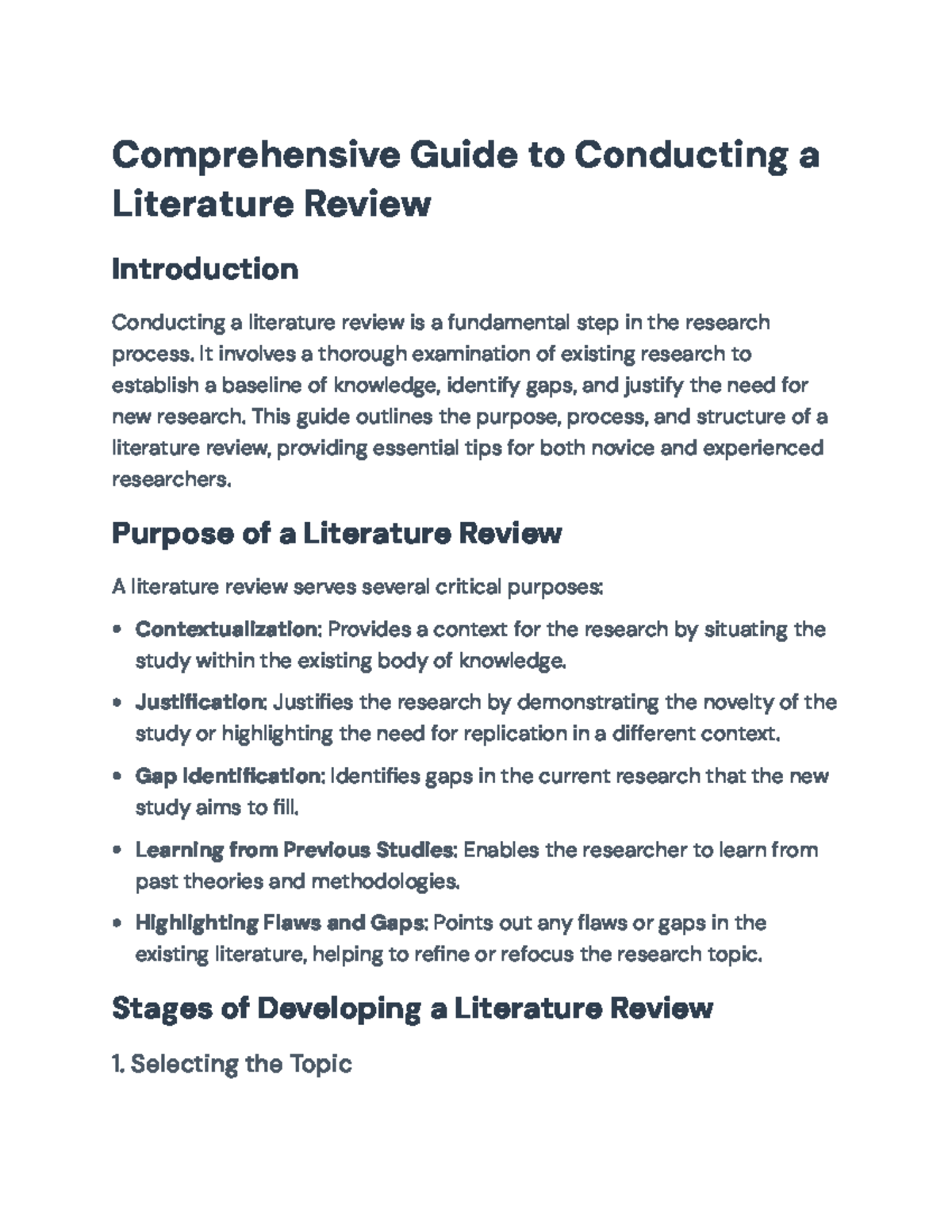Comprehensive Guide to Conducting a Literature Review - Comprehensive ...