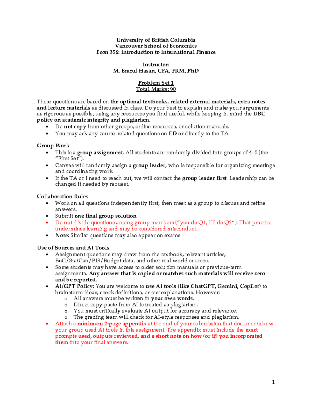 Problem Set 1 - Econ 356: International Finance T2 2025-26 - Studocu