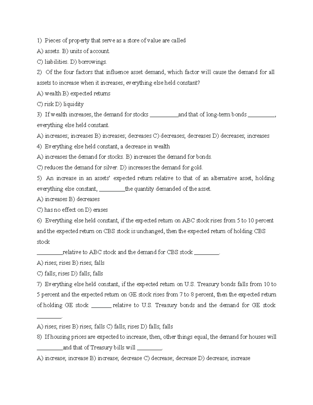 Behavior of Interest Rates: Practice Questions for IR Course - Studocu
