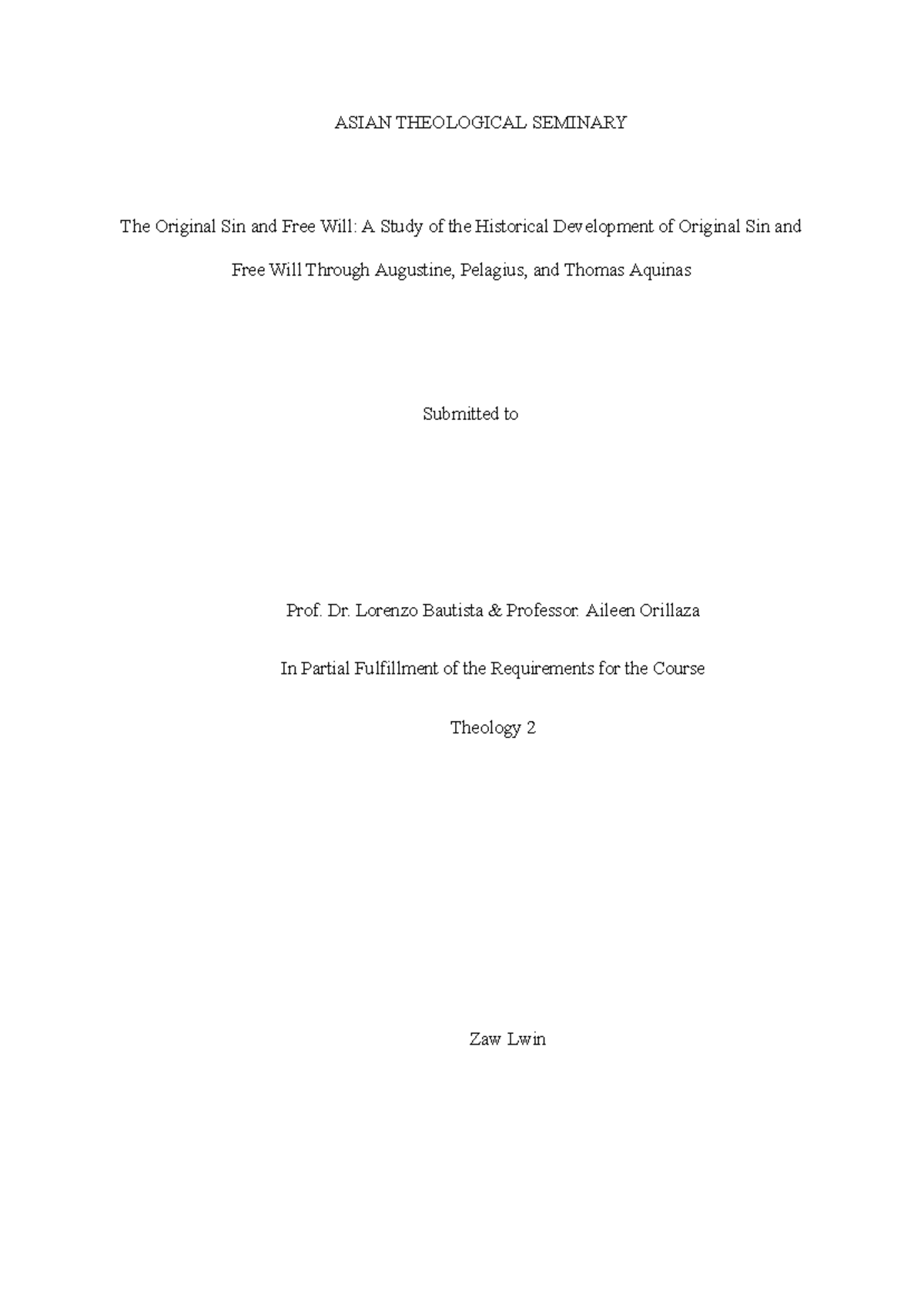Theology 2: The Historical Development of Original Sin & Free Will ...