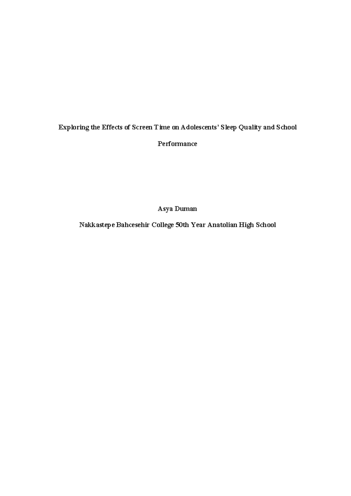 Effects of Screen Time on Sleep & Academic Performance: A Review (PSY ...