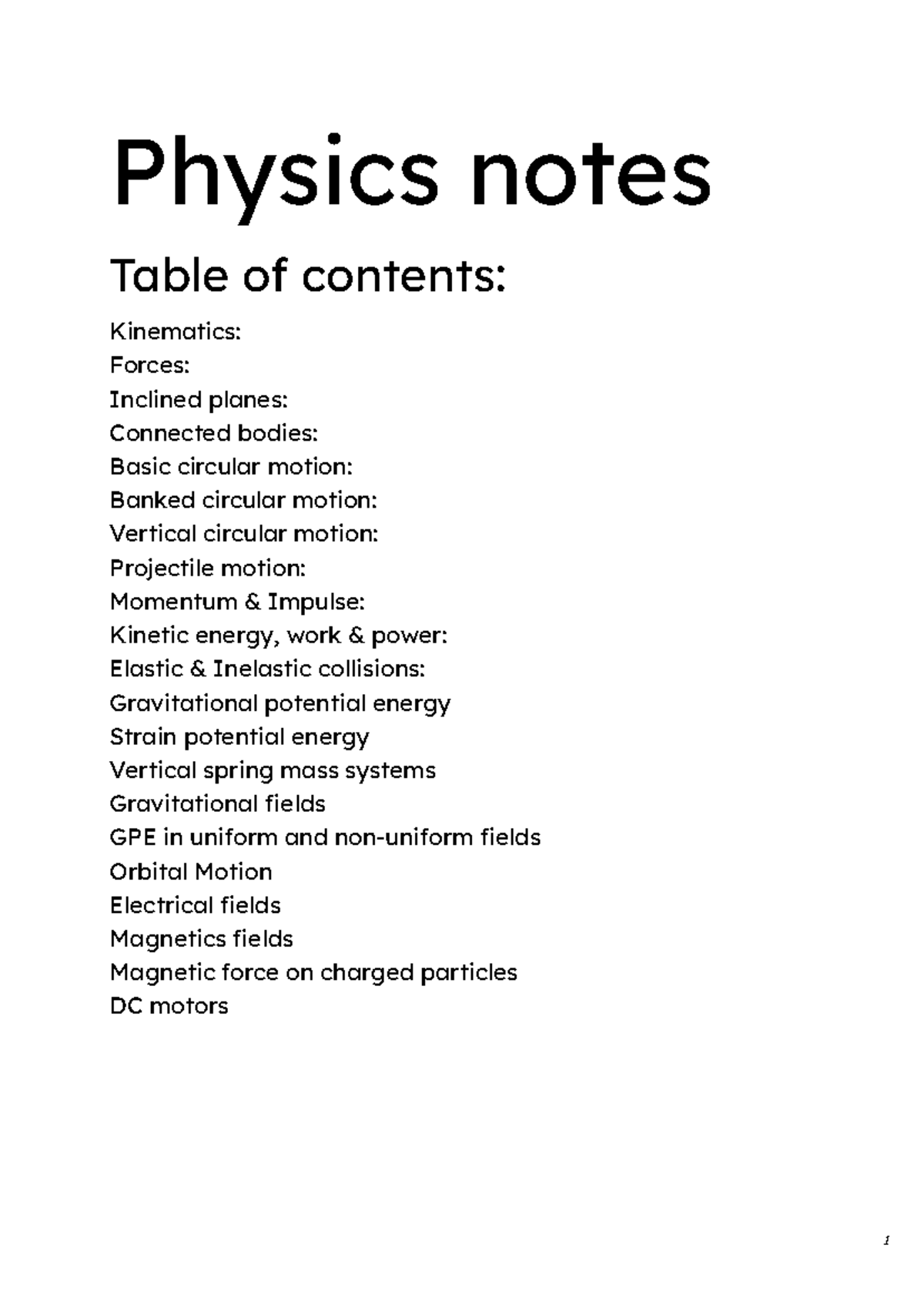 PHYS 101: Comprehensive Physics Notes on Kinematics and Forces - Studocu