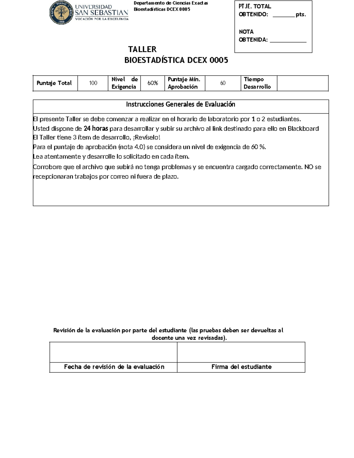 Taller 1 Bioestadística DCEX 005 A 2026 - Instrucciones y Ejercicios ...
