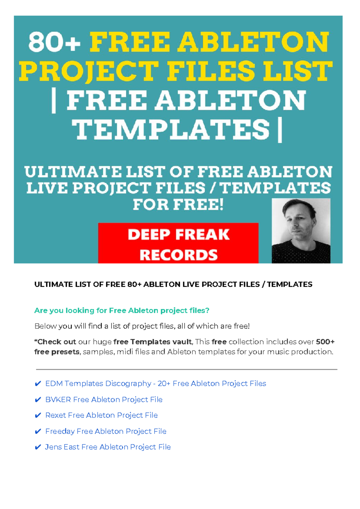 80+ Free Ableton Live Project Files & Templates for Music Production ...