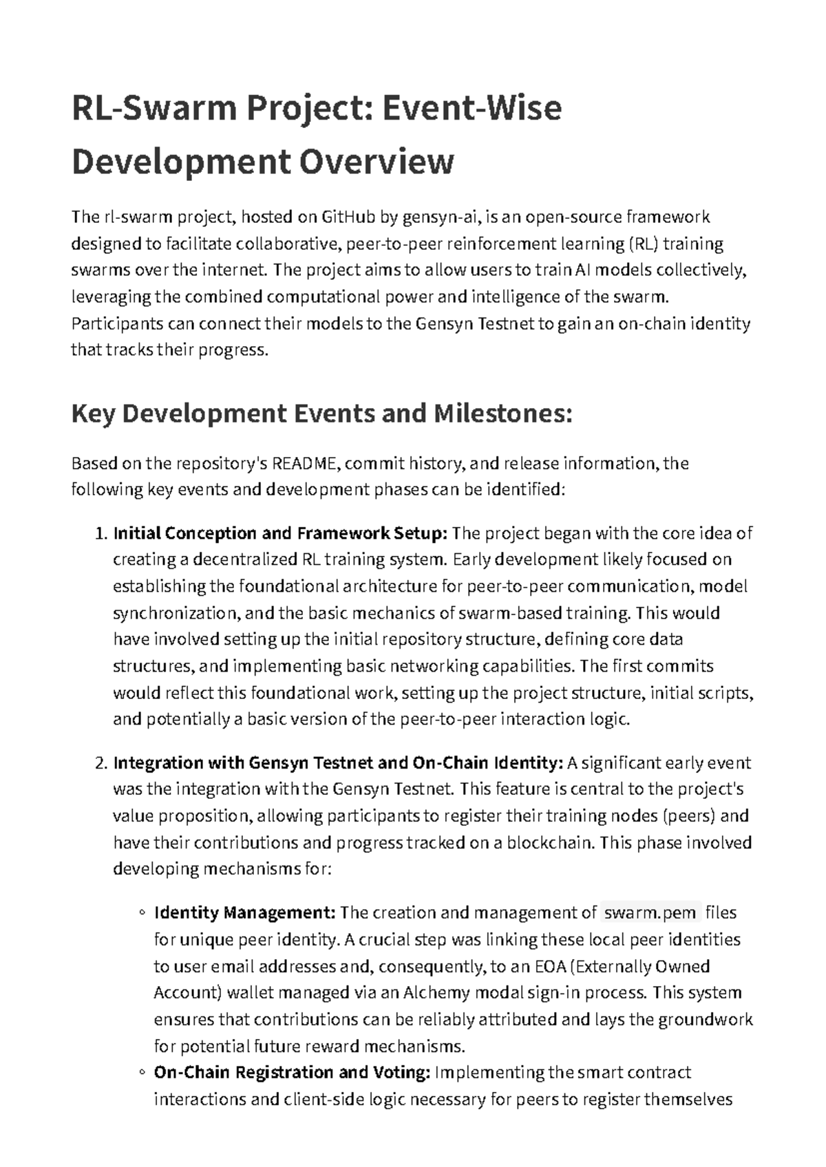 RL-Swarm Project (CS101): Event-Wise Development Overview - Studocu
